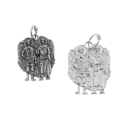 St Archangels Embossed Silver pendant charm 