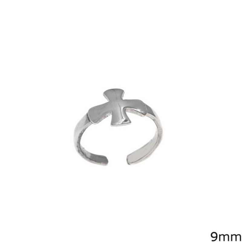 Adjustable Cross Silver 925 Ring charm