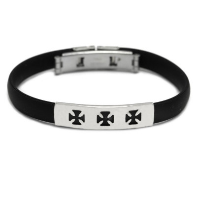 Steinless Steel Bracelet with Crosses Rosary Bracelet 10314