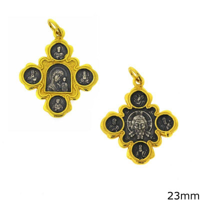 Panagia Jesus Christ Silver charm pendant cross 10152