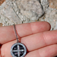 zircon icxc nika stainless steel pendant charm necklace 10236