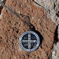 zircon icxc nika stainless steel pendant charm necklace 10236