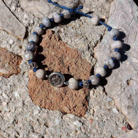 Job's tears charm bracelet with silver pendant