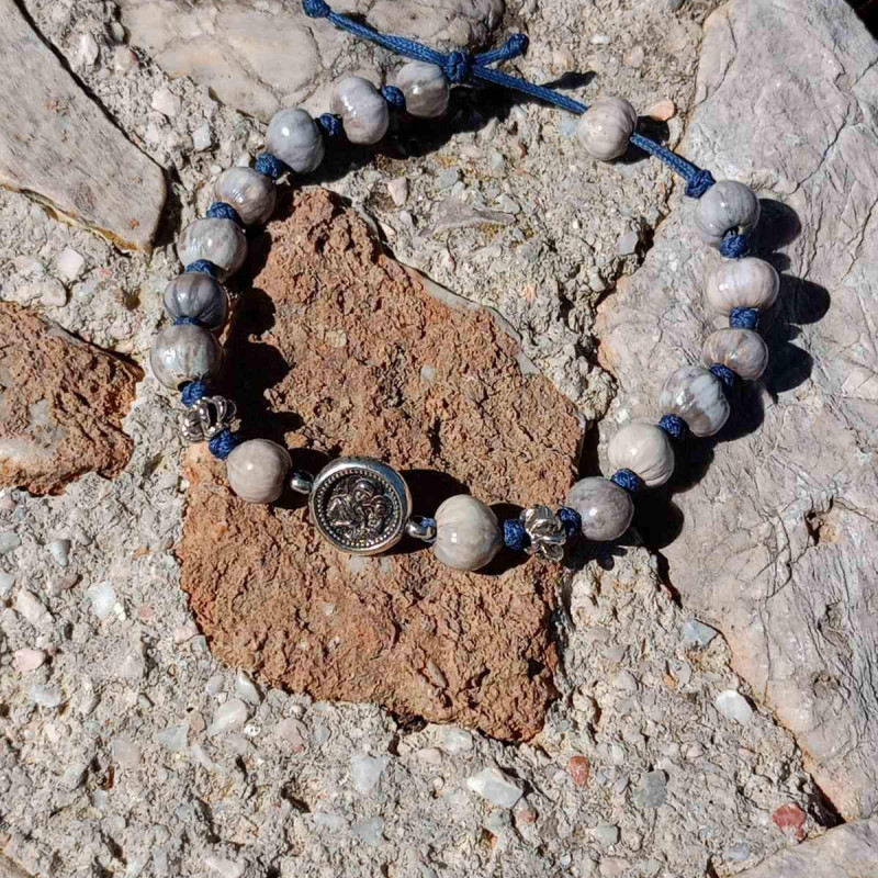 Job's tears charm bracelet with silver pendant