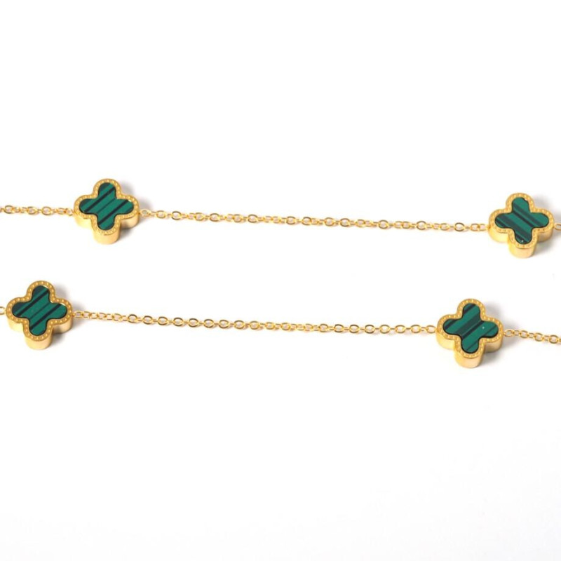 semi-precious stone steel pendant charm necklace 10088