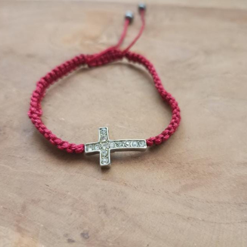 Strass macrame bracelet charm adjustable 