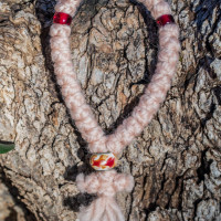 Pocket Murano bead rosary pure wool 10364