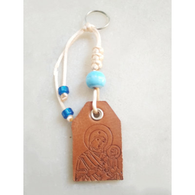 Holy Theotokos keychain leather 10373