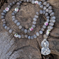 Job's tears prayer beads Panagia pendant charm 10111