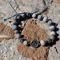 Job's tears charm bracelet with silver pendant