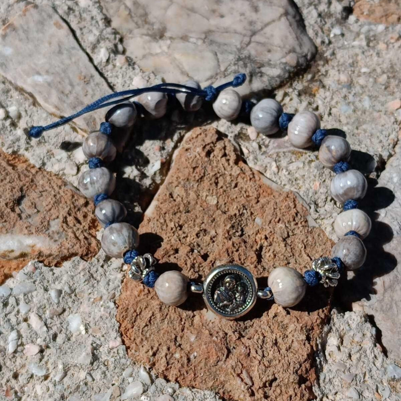 Job's tears charm bracelet with silver pendant