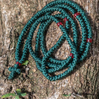 Green satin 300knot rosary monastic style 10134