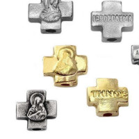 Athos metal cross Panagia bead 