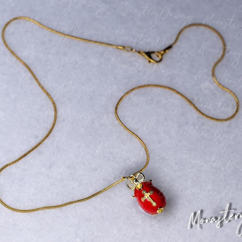 Protection pendant charm necklace Red & Gold 10219