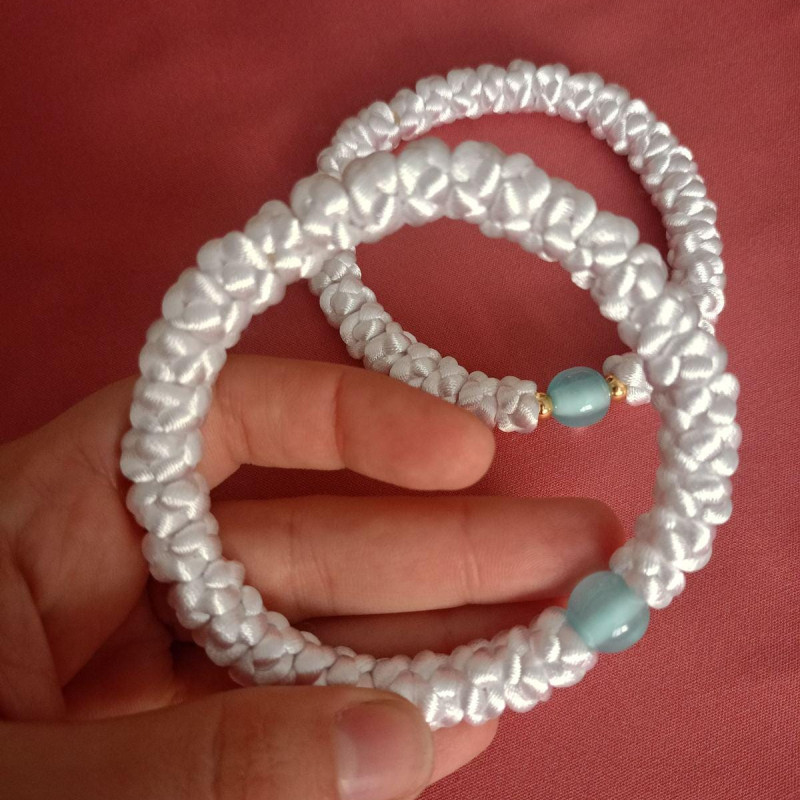 Very Big knot rosary bracelet white 10093