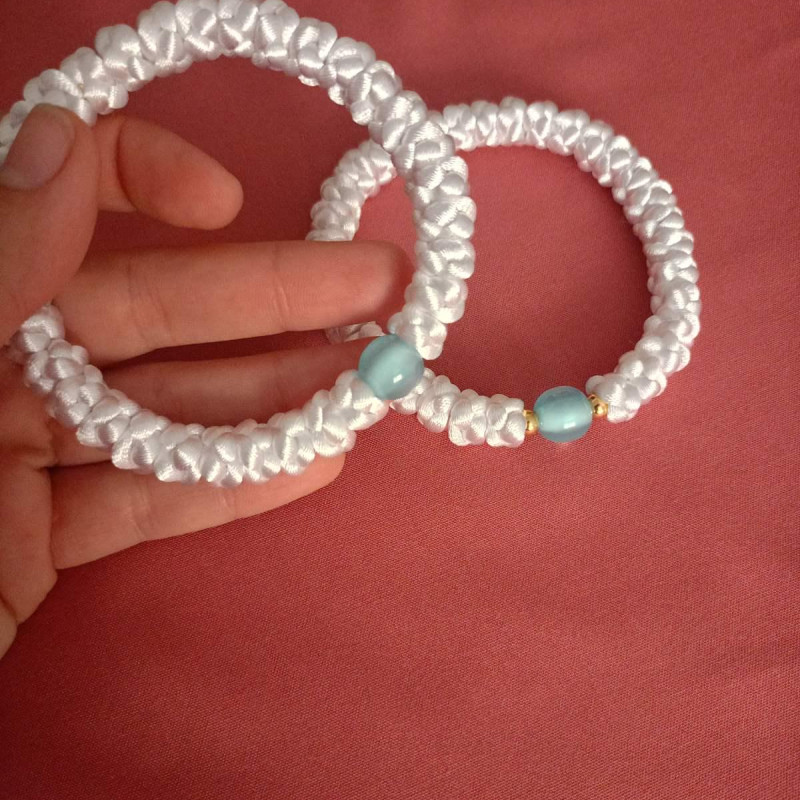 Very Big knot rosary bracelet white 10093