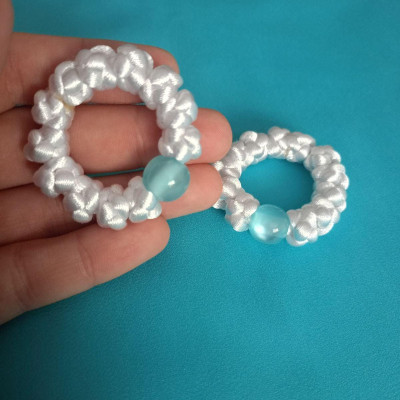 finger prayer rope monastic style white big knots 10094