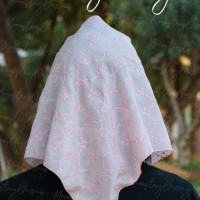 silk church veil Mantilla Soft Head covering Rose Beige - pink 10038