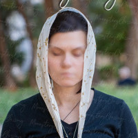 silk church veil Mantilla Soft Head covering Rose Beige - pink 10038