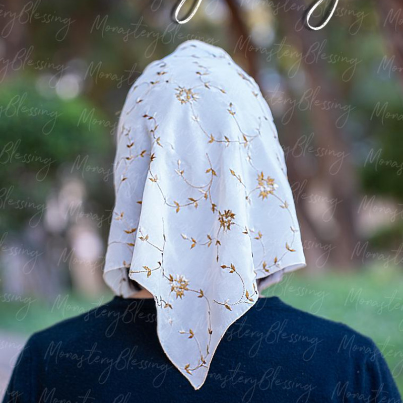 silk church veil Mantilla Soft Head covering Rose Beige - pink 10038