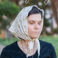 silk church veil Mantilla Soft Head covering Rose Beige - pink 10038