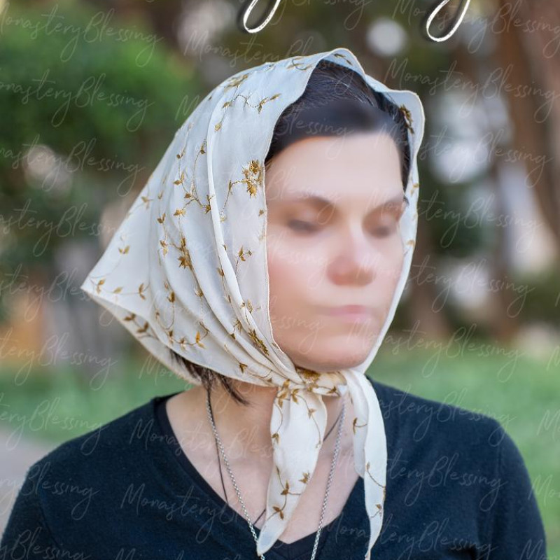 silk church veil Mantilla Soft Head covering Rose Beige - pink 10038