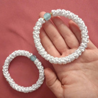 Very Big knot rosary bracelet white 10093