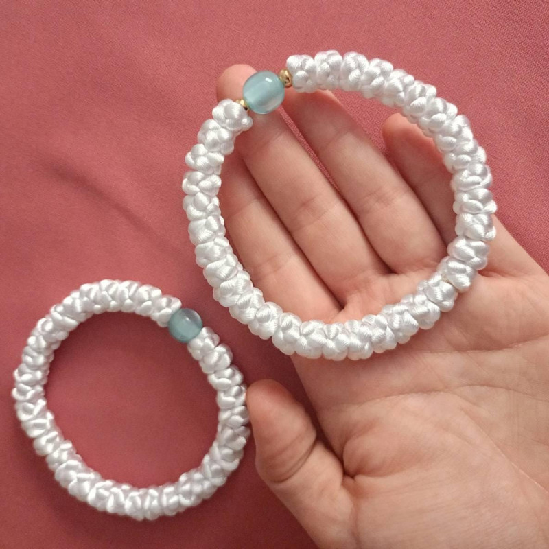 Very Big knot rosary bracelet white 10093