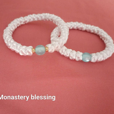 Very Big knot rosary bracelet white 10093