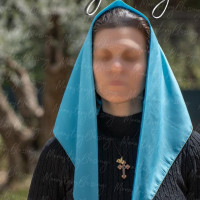 Orthodox church veil Mantilla handmade Soft Head scarf covering light blue-tirquise gift for