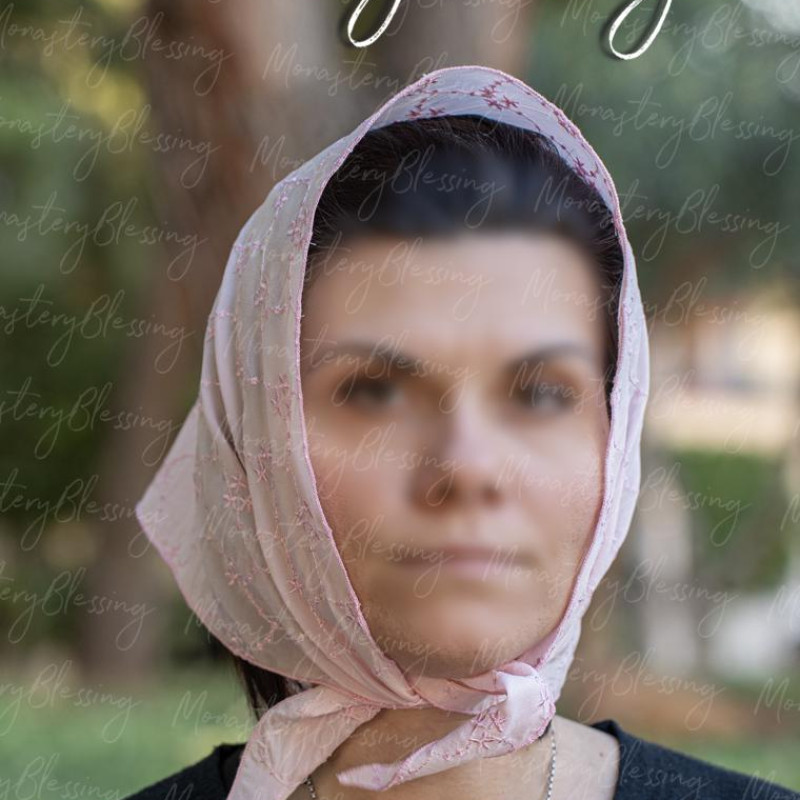 silk church veil Mantilla Soft Head covering Rose Beige - pink 10038