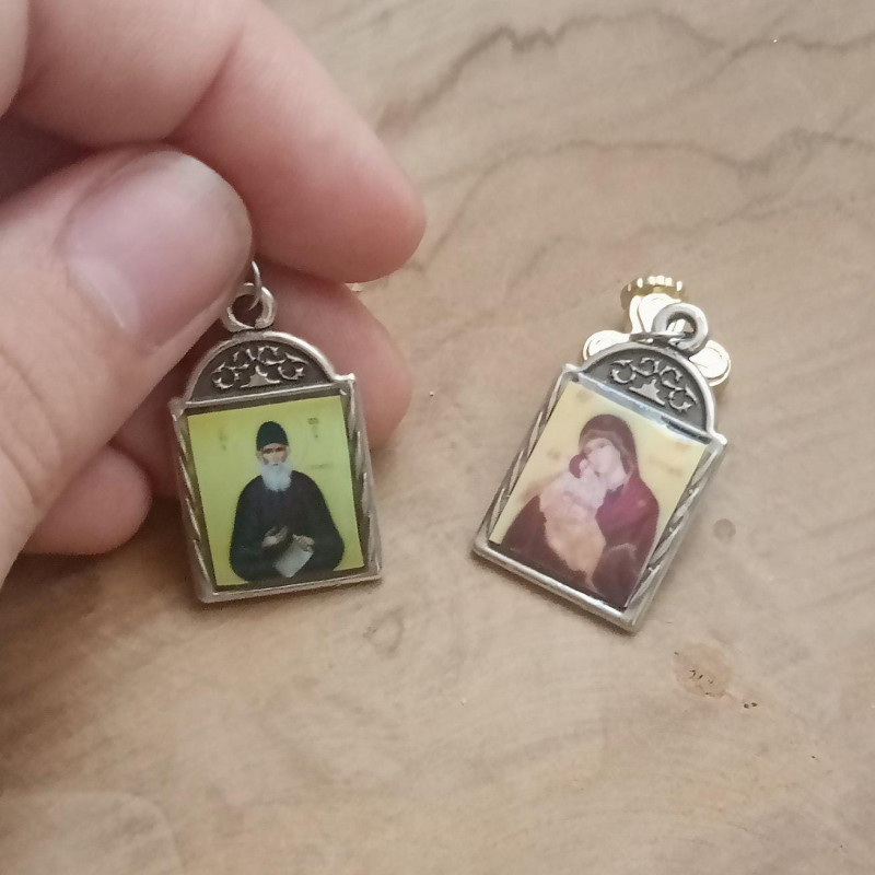 St Paisios & Panagia sweet kisser pendant charm
