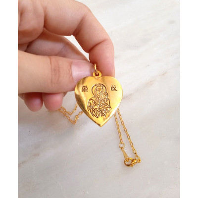 Heart pendant Holy Theotokos charm pendant necklace 10258