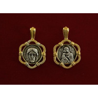 Panagia & Jesus Christ Silver charm pendant 10304