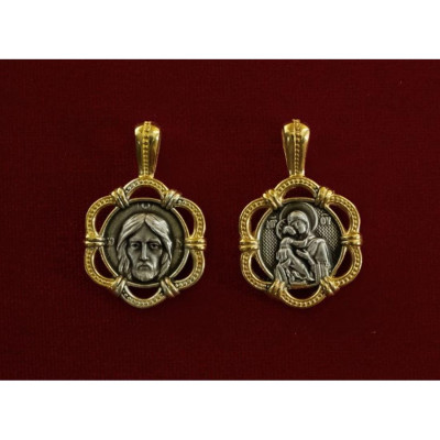 Panagia & Jesus Christ Silver charm pendant 10304